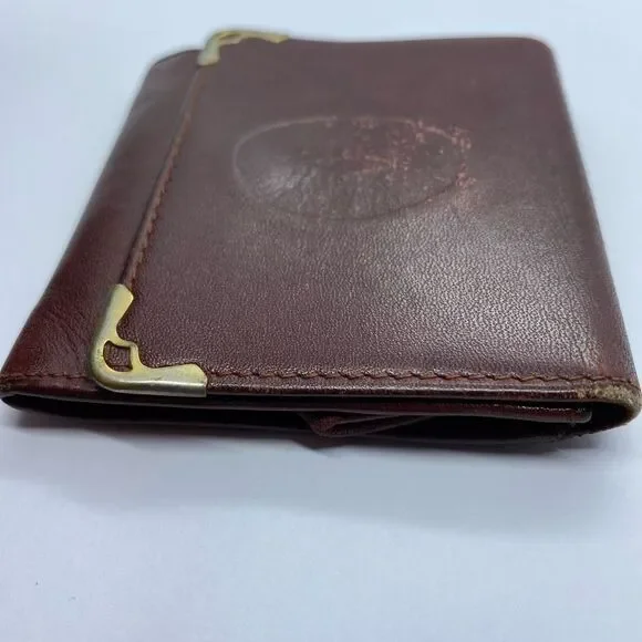 Authentic Cartier Bordeoux Burgandy Small / Mini Coin Pouch / Wallet **WORN**